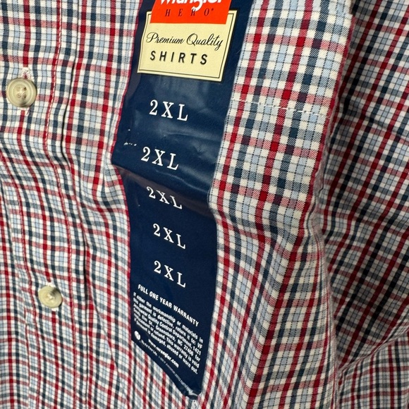 Wrangler Red and Blue Casual Button Down Shirt 2XL - Picture 4 of 11